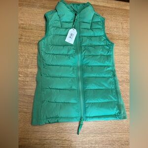 Universal Standard NWT puffer side ribbed panel vest zip sz 4XS 00/0 16” p2p